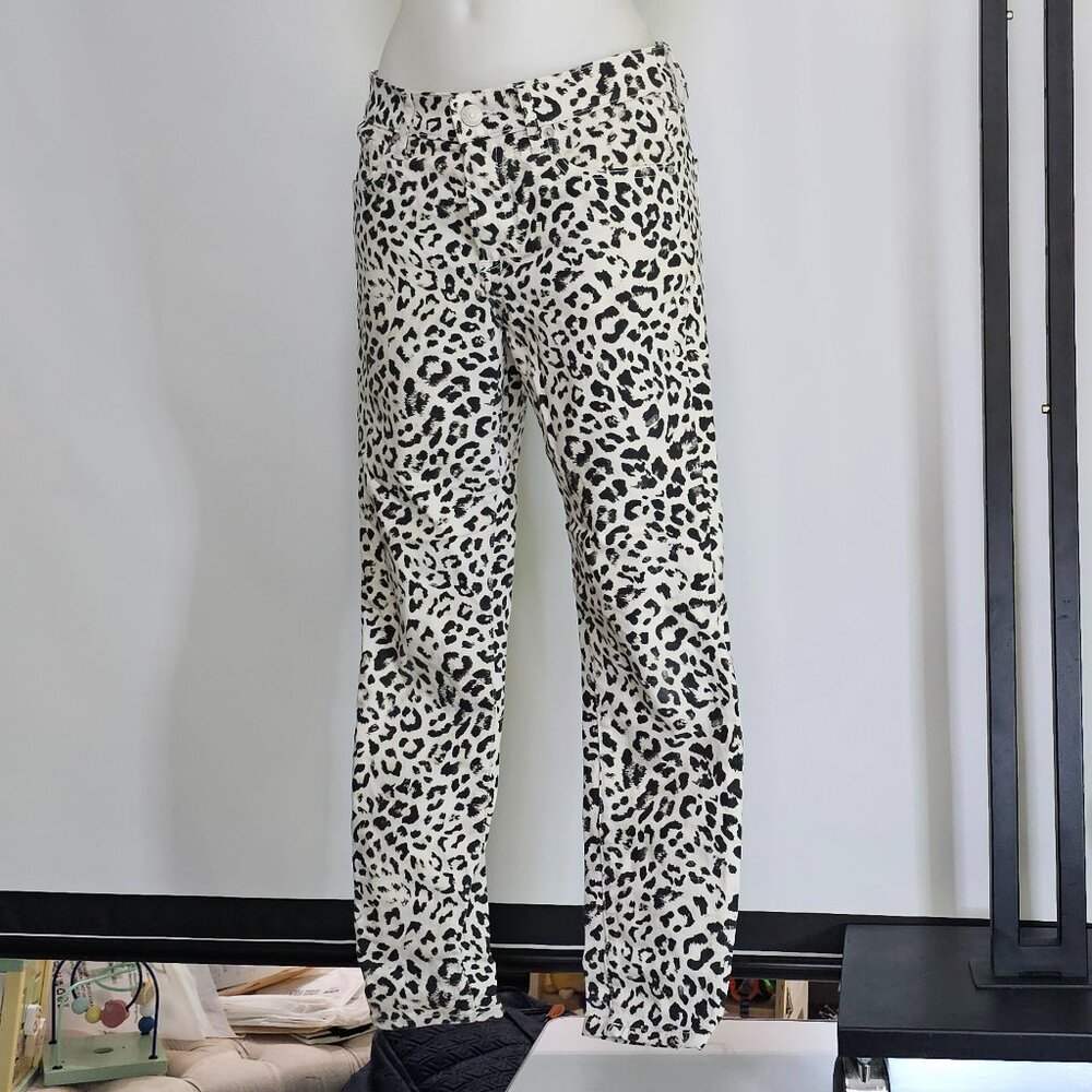 Express Black & White Leopard Print Pants – Stretch Slim Fit, Wild & Chic